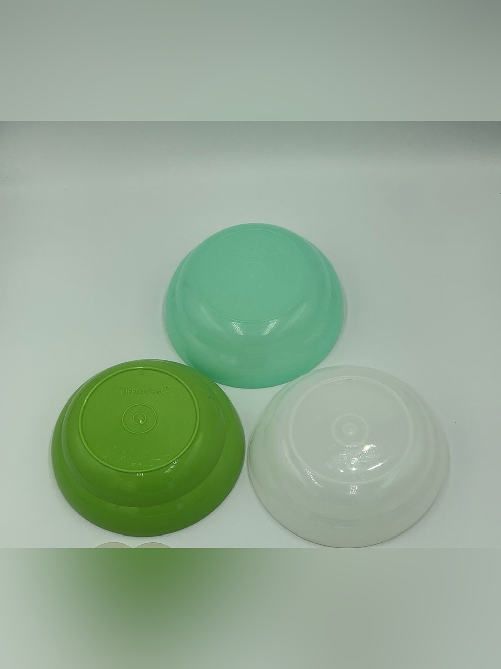 Vintage Tupperware Nesting Bowl Trio Set of 3 in Mint Green, Lime & White